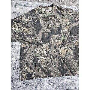 Vintage Jerzees outdoors Camo Long Sleeve Pocket Shirt SZ XXL USA Made Mossy Oak